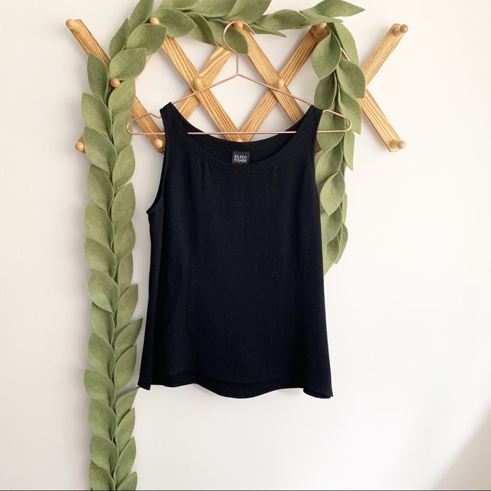 100% Silk Eileen Fisher Black Shell